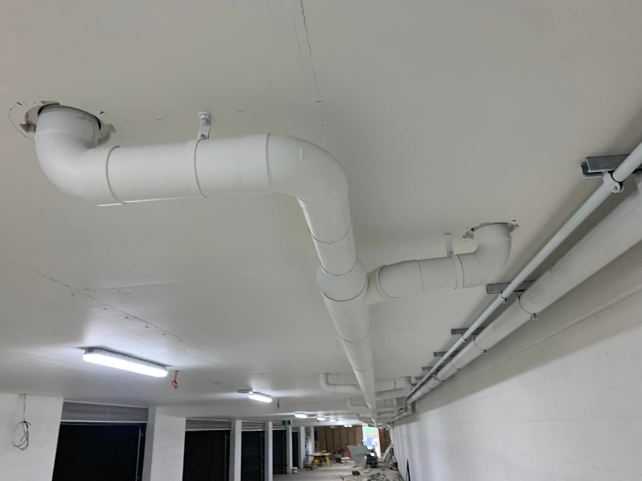 Carpark stormwater pipework — commercial plumbing