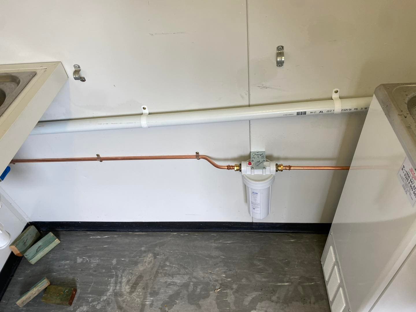 Whole-of-house inline water filter installation